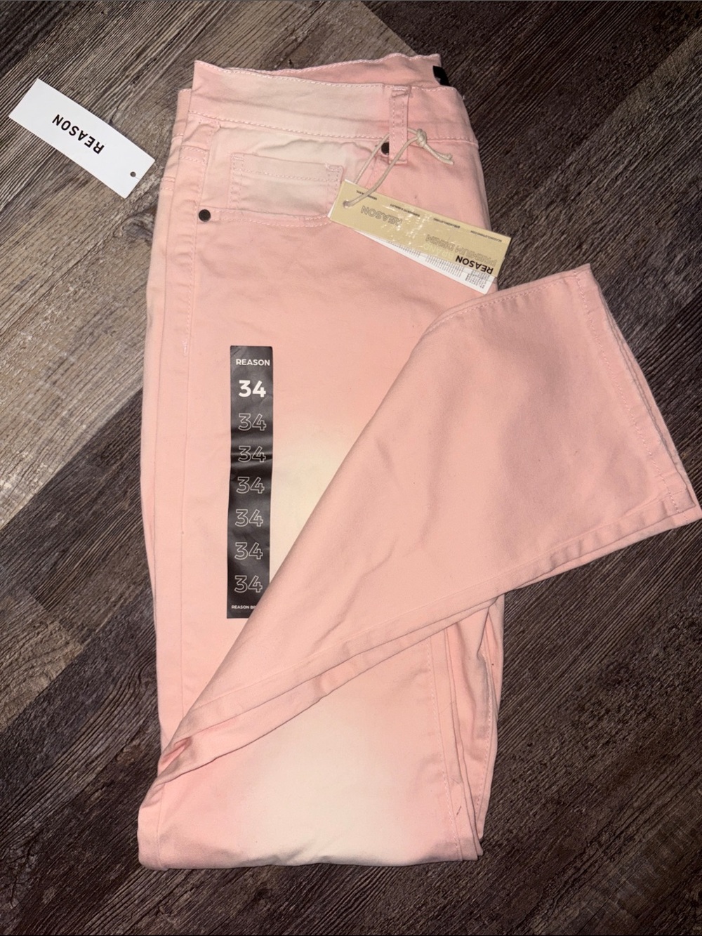 Reason Straight Fit Men’s Jeans in Faded Pink - Picture 3 of 4